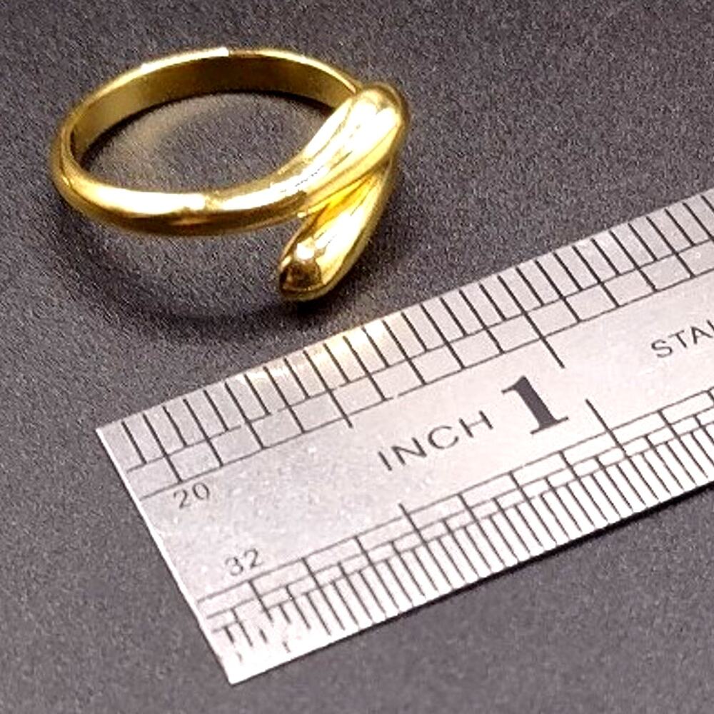 18k Gold Plated Adjustable Ring Teardrop Minimalist Women's Vtg. Birthday Gift